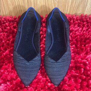 Rothy's Black Flats with Blue Accents